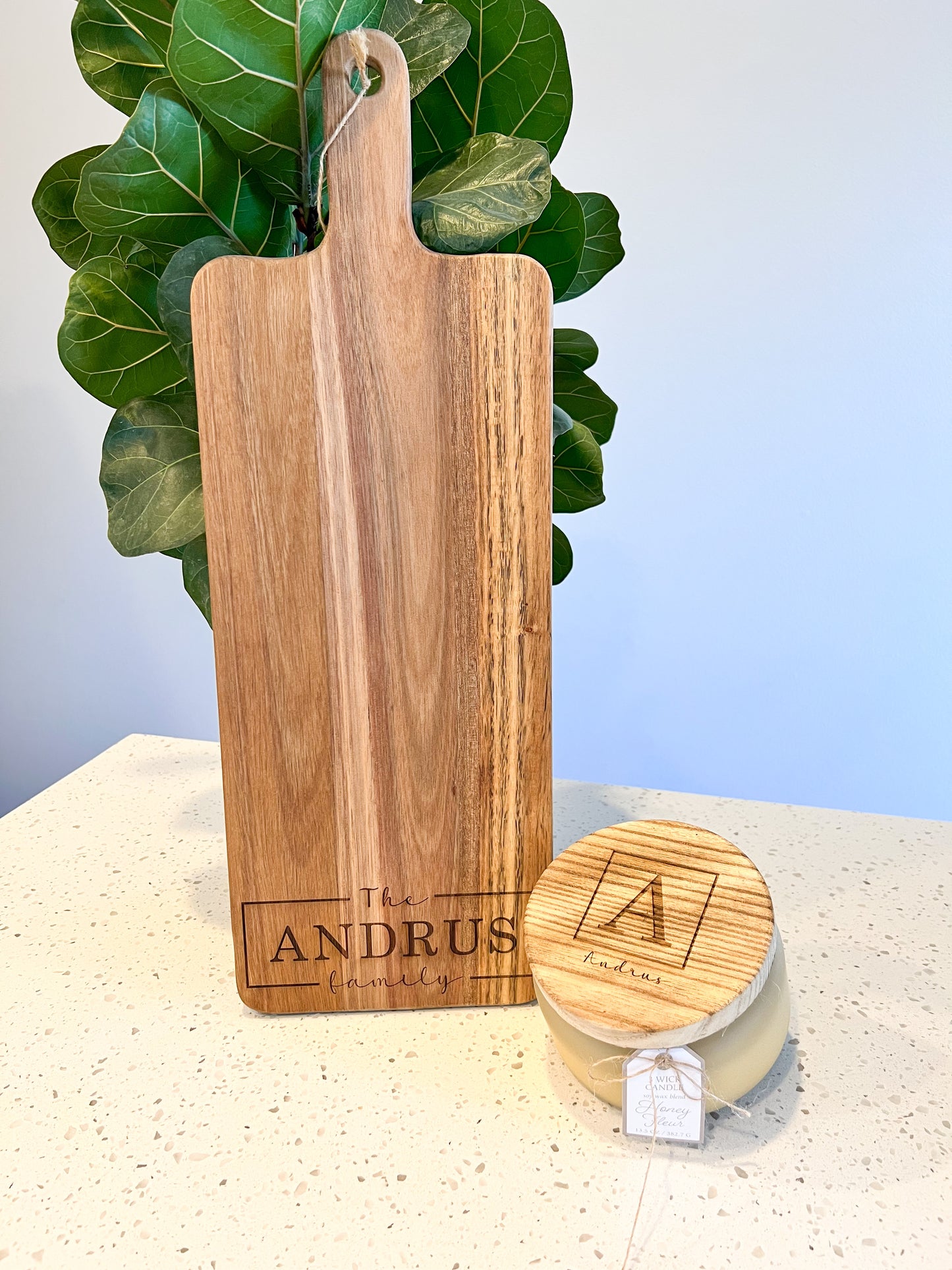 Personalized Charcuterie Board + Candle Bundle