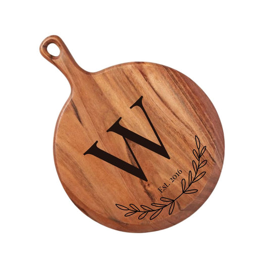 Personalized Round Wood Paddle Serving Board | Meadow Lane